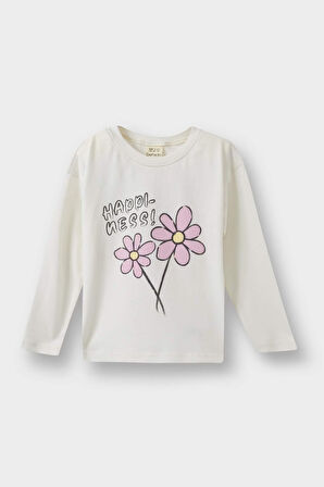 Kız Bebek Bisiklet Yaka Çiçekli Uzun Kollu Tişört
