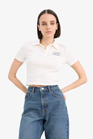 Coool Fitted Baskılı Ribana Kısa Kollu Polo Tişört