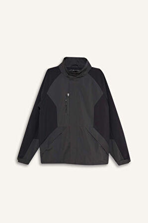 DeFactoFit Su İtici Regular Fit Kapüşonlu File Astarlı Fermuarlı Su Geçirmez Yağmurluk