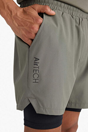 DeFactoFit Slim Fit Dar Kesim Sporcu İçi Taytlı Dokuma Şort