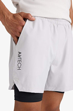 DeFactoFit Slim Fit Dar Kesim Sporcu İçi Taytlı Dokuma Şort