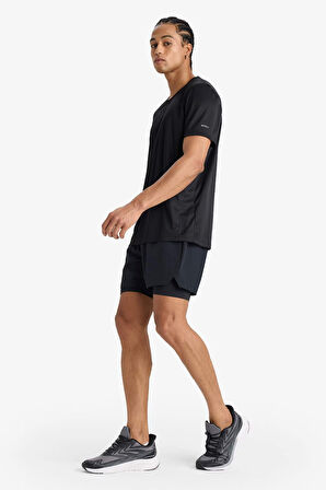 DeFactoFit Slim Fit Dar Kesim Sporcu İçi Taytlı Dokuma Şort