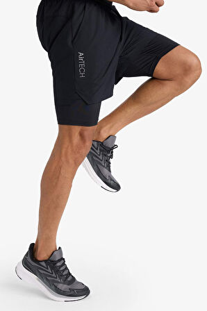 DeFactoFit Slim Fit Dar Kesim Sporcu İçi Taytlı Dokuma Şort