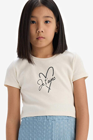 DeFacto Kız Çocuk Fitilli Kaşkorse 2'li Takım Baskılı Kısa Kollu Tişört Geniş Bol Paça Pantolon C3814A825SMER99