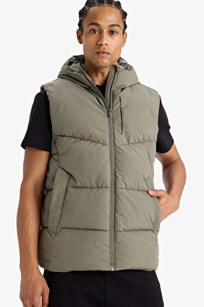 DeFactoFit Regular Fit Kapüşonlu Su Geçirmez Fermuarlı Şişme Yelek