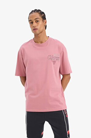 DeFactoFit NBA Chicago Bulls Boxy Fit Bisiklet Yaka Sırt Baskılı Kısa Kollu Tişört E2184AX25SMBR226