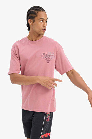 DeFactoFit NBA Chicago Bulls Boxy Fit Bisiklet Yaka Sırt Baskılı Kısa Kollu Tişört E2184AX25SMBR226