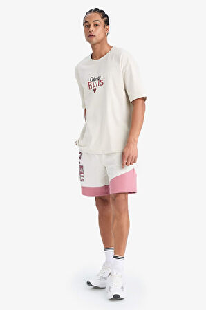 DeFactoFit NBA Chicago Bulls Oversize Geniş Kalıp Bisiklet Yaka Sırt Baskılı Kısa Kollu Tişört E2185AX25SMBG810