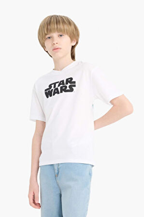 DeFacto Erkek Çocuk Star Wars Bisiklet Yaka Kısa Kollu Tişört E4825A825SMWT34