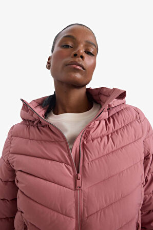 DeFactoFit Su İtici Regular Fit Kapüşonlu Fermuarlı Cepli Şişme Mont