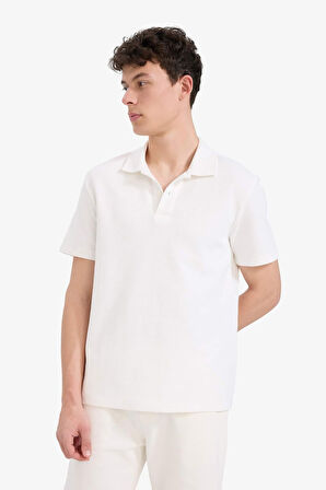 DeFacto Regular Fit Polo Yaka Dokulu Basic Düz Kısa Kollu Tişört B4939AX25SMER105