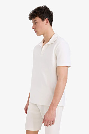DeFacto Regular Fit Polo Yaka Dokulu Basic Düz Kısa Kollu Tişört B4939AX25SMER105