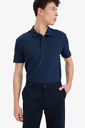 DeFacto Regular Fit Polo Yaka Dokulu Basic Düz Kısa Kollu Tişört B4939AX25SMNV135