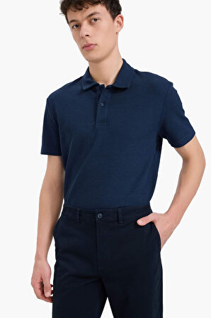 DeFacto Regular Fit Polo Yaka Dokulu Basic Düz Kısa Kollu Tişört B4939AX25SMNV135