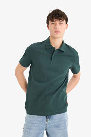 DeFacto Regular Fit Polo Yaka Dokulu Basic Düz Kısa Kollu Tişört B4939AX25SMGN715