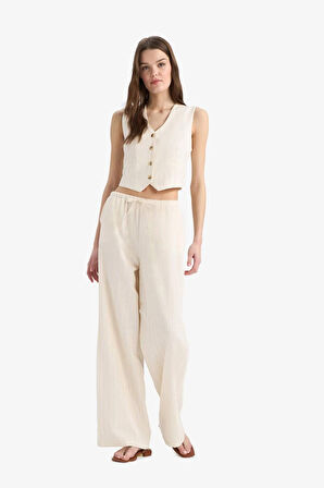 Wide Leg Üç Cepli Normal Bel Standart Boy Pantolon