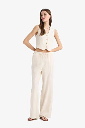 Wide Leg Üç Cepli Normal Bel Standart Boy Pantolon