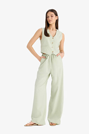 Wide Leg Üç Cepli Normal Bel Standart Boy Pantolon