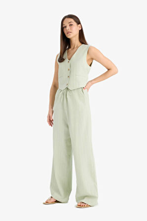 Wide Leg Üç Cepli Normal Bel Standart Boy Pantolon