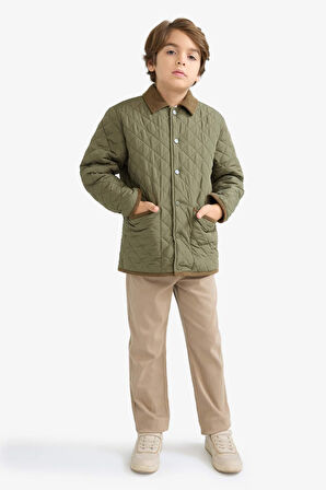 Erkek Çocuk Su İtici Polo Yaka Pelüş Astar Mont