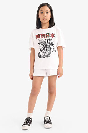 DeFacto Kız Çocuk Beli Lastikli Basic Düz Şort E6589A825HSWT34