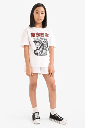 DeFacto Kız Çocuk Beli Lastikli Basic Düz Şort E6589A825HSWT34