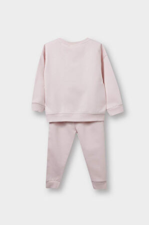 Kız Bebek 2'li Takım Unicorn Baskılı İçi Yumuşak Tüylü Sweatshirt Eşofman Altı