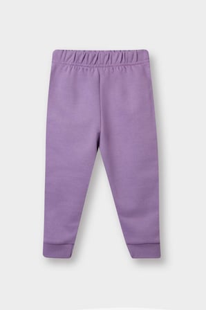 Kız Bebek 2'li Takım Baskılı İçi Yumuşak Tüylü Sweatshirt Eşofman Altı