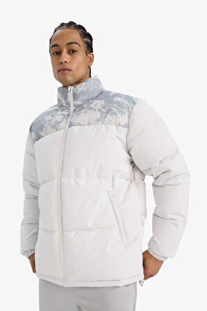 Defactofit Su Geçirmez Oversize Geniş Kalıp Fermuarlı Rüzgar Geçirmez Şişme Mont