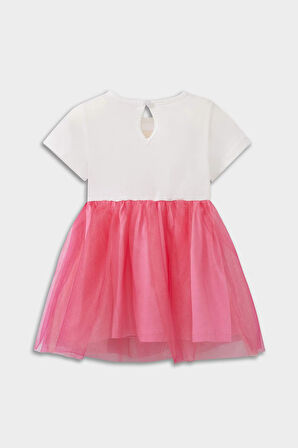 DeFacto Kız Bebek Barbie Kısa Kollu Yazlık Tül Elbise F0529A525SMER105