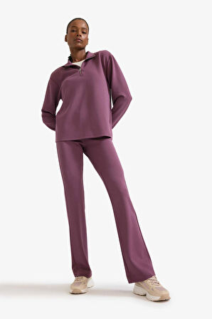 DeFactoFit Oversize Geniş Kalıp Yarım Fermuarlı Dik Yaka Modal Sporcu Sweatshirt