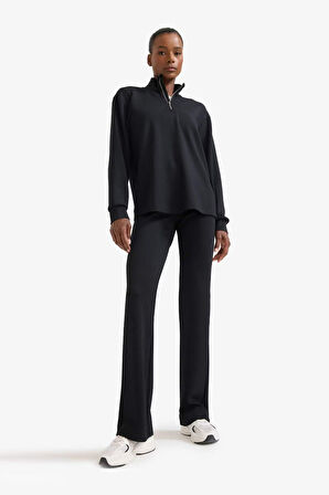 DeFactoFit Oversize Geniş Kalıp Yarım Fermuarlı Dik Yaka Modal Sporcu Sweatshirt