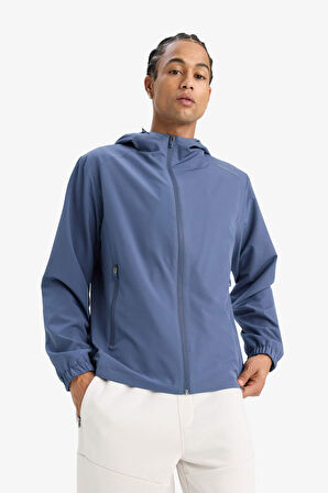 DeFactoFit Su İtici Regular Fit Kapüşonlu Fermuarlı Yağmurluk