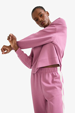 DeFactoFit Oversize Geniş Kalıp Bisiklet Yaka Modal Sporcu Sweatshirt