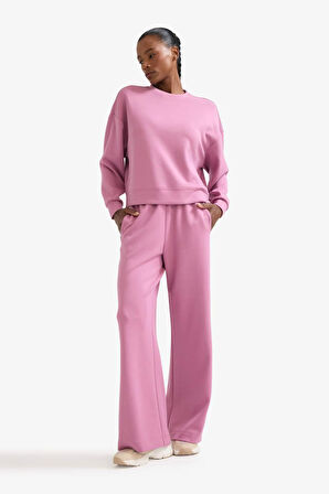 DeFactoFit Oversize Geniş Kalıp Bisiklet Yaka Modal Sporcu Sweatshirt