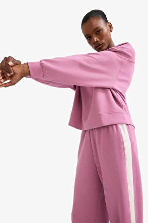 DeFactoFit Oversize Geniş Kalıp Bisiklet Yaka Modal Sporcu Sweatshirt