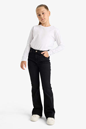 Kız Çocuk Bisiklet Yaka Uzun Kollu Okul Tişörtü