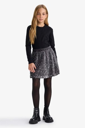 Bisiklet Yaka Basic Düz Uzun Kollu Okul Tişörtü Kız Çocuk U6810A625AUBK81