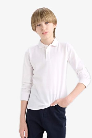 Erkek Çocuk Polo Yaka Pike Uzun Kollu Tişört