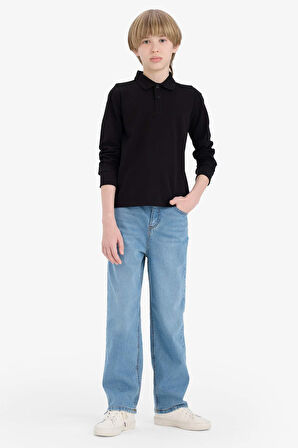 Erkek Çocuk Polo Yaka Pike Uzun Kollu Tişört