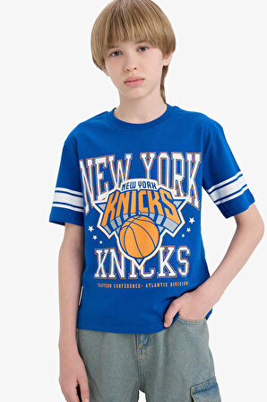 Erkek Çocuk NBA New York Knicks New Regular Fit Bisiklet Yaka Kısa Kollu Tişört