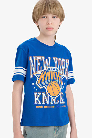 Erkek Çocuk NBA New York Knicks New Regular Fit Bisiklet Yaka Kısa Kollu Tişört