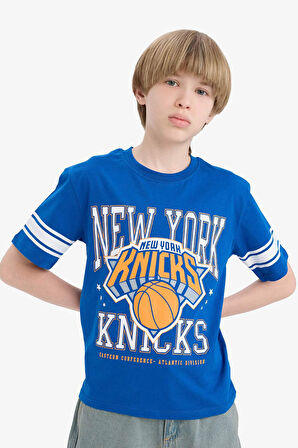 Erkek Çocuk NBA New York Knicks New Regular Fit Bisiklet Yaka Kısa Kollu Tişört