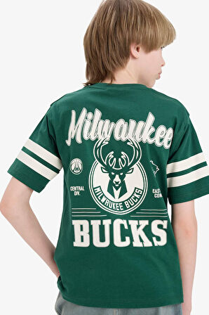 Erkek Çocuk NBA Milwaukee Bucks New Regular Fit Bisiklet Yaka Kısa Kollu Tişört