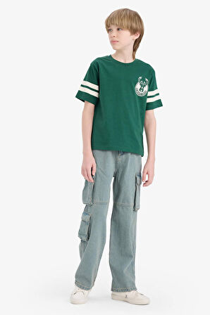 Erkek Çocuk NBA Milwaukee Bucks New Regular Fit Bisiklet Yaka Kısa Kollu Tişört