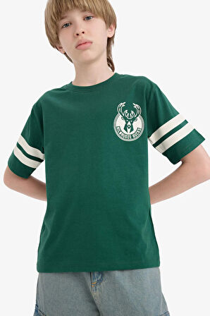 Erkek Çocuk NBA Milwaukee Bucks New Regular Fit Bisiklet Yaka Kısa Kollu Tişört