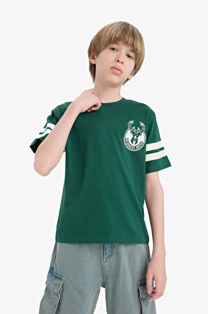 Erkek Çocuk NBA Milwaukee Bucks New Regular Fit Bisiklet Yaka Kısa Kollu Tişört