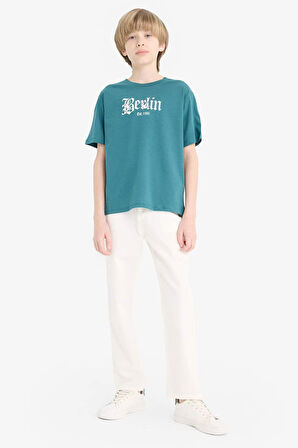 DeFacto Erkek Çocuk Bisiklet Yaka Baskılı Kısa Kollu Tişört F0184A825SMGN756