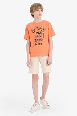 DeFacto Erkek Çocuk Bisiklet Yaka Baskılı Kısa Kollu Tişört F0180A825SMOG34