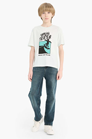 DeFacto Erkek Çocuk Bisiklet Yaka Baskılı Kısa Kollu Tişört F0175A825SMBE516